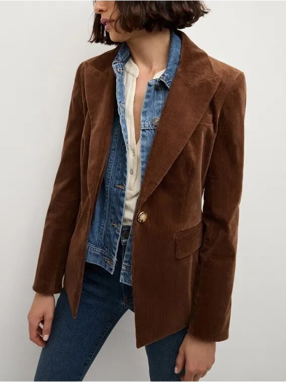 Veronica Beard Reagan Corduroy Dickey Blazer Brown Size 6 Dark Cocoa - Picture 1 of 16